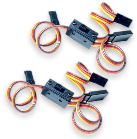 VUNIVERSUM Lot de 2 câbles de commutateur de qualité supérieure - 3 câbles JR BEC Graupner - Prise RX On/Off RC - Interrupteur d'alimentation - Récepteur LED Lipo - Par Mr.
