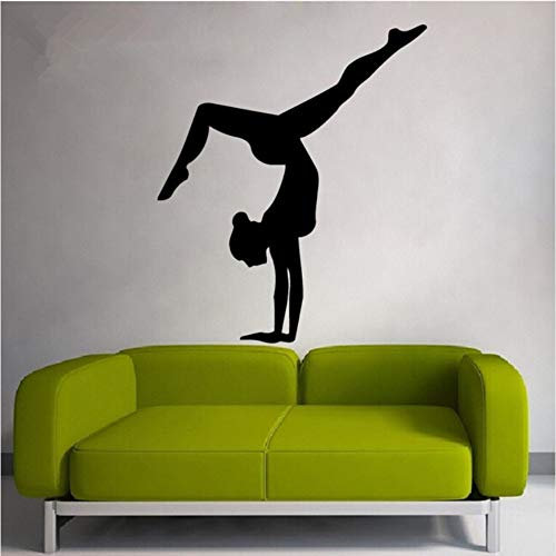 Lovemq 56 * 66 Cm Turnerin Wandtattoos Sport Mädchen Aufkleber Gym Home Interior Vinyl Aufkleber Schlafzimmer Kunstwand Yoga Wandaufkleber Zen Pilates