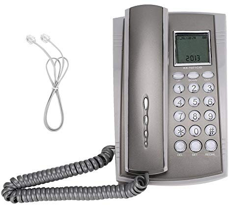 Telefono cablato, parete o tavolo, telefono fisso DTMF/FSK fisso con numero di chiamata e tempo di chiamata Display LCD, ID chiamante, per casa/ufficio/hotel