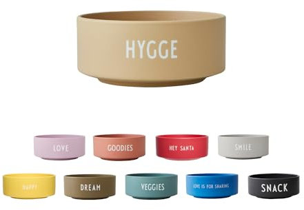 Design Letters Snack Schale Beige HYGGE | Porzellan Snackschale mit Eingravierten Buchstaben | Salatschüssel, Müslischalen, Rührschüssel, Bowl | Geschenke für Frauen, Geschenke für Männer