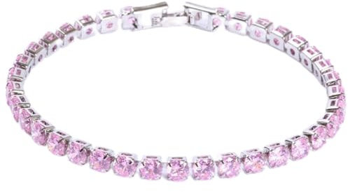 CXWK Braccialetti da Tennis cubici da 4 mm Braccialetto da Sposa in Cristallo con Catena ghiacciata per Donna Braccialetto Color Argento Dorato