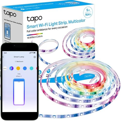 Tapo L920-5 Smart LED Strip Light 5m, WiFi led Light for Bedroom & TV, Multicolour PU Coating, Voice Control with Alexa & Google, Flexible Installation, Schedule & Timer, Easy Setup
