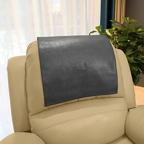 AmazeCov Kopfstützenbezug für Möbel, Kunstleder, Kopfstützenschutz für Rückenlehnen, Vinyl-Kopfschutz, für Sofa, Theatersitzbezug für Zuhause und Büro, 43,2 x 68,9 cm, Dunkelgrau