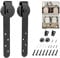 Sliding Door Track Barn Door Hardware Kit, Black Retro Style Closet Set, Carbon Steel Slide Track Rail Roller Accessory for Wooden Sliding Door Wardrobe Track