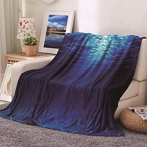 Wohndecke Warm Winter, Blanket Office Flanell Dunkelblau Kuscheldecke Unterwasser Flanelldecke 160x200CM Weich Kuschelig Sofa Bett Geschenk