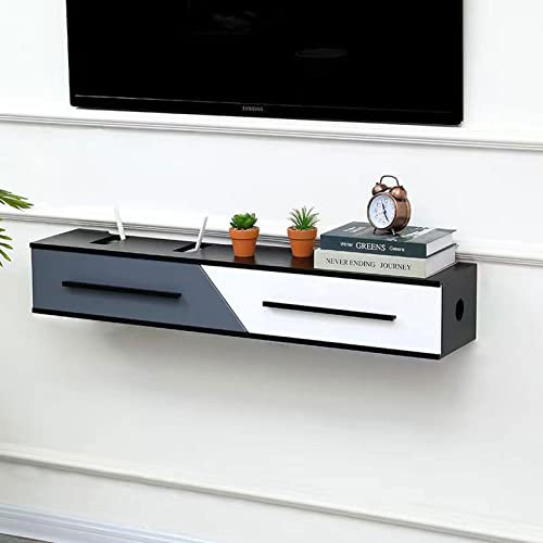 KOWJIFH Wandschrank Wandregal Schwebendes Regal Wandmontierter TV-Schrank Set-Top-Box Router CD DVD-Projektor Aufbewahrungsregal TV-Ständer TV-Medienkonsole TV-Halterung Gaming-Regal Allzweckregal
