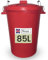 Neat. Extra Large Plastic Dustbin with Clip Locking Lid - Heavy Duty Garden Bin for Rubbish, Recycling, Animal Feed, and Storage, 85 Litre, Red, Pack of 3