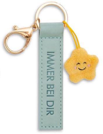 NICI Schlüsselanhänger Immer bei dir Kunstlederband türkis 10cm mit Stern