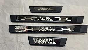 WpTrick 4 Pcs Car Door Sill Protector For TOYO-TA Yaris Cross 2021-2023 2024 2025, Stainless Steel Kick Plates, Welcome Pedal Guard Kick Plates, Car Threshold Scuff Plate Styling Accessories