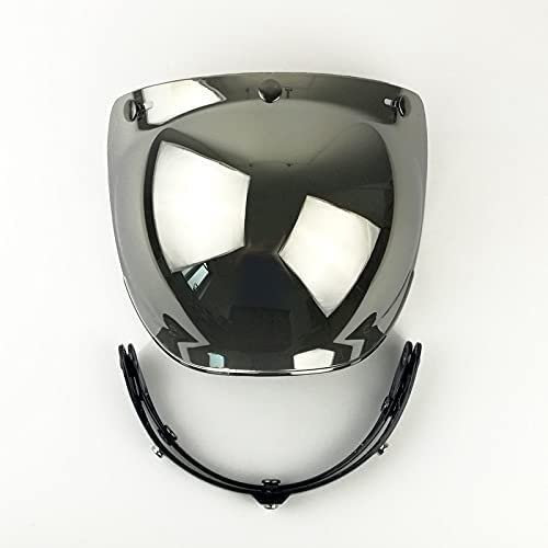 Motorrad Helmvisierlinse, Motorrad-Windschutzscheibe, kompatibel mit V-Intage-Helm, kompatibel mit MOTO-Helm-Bubble-Visier, kompatibel mit BE-ON, kompatibel mit TORC 3 Snap-Jethelm, HZYEYO (klar)(Silv