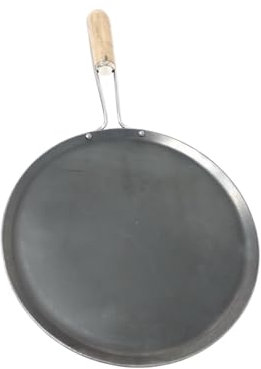 Cast Iron Dosa Tawa with Wooden Handle, 28 cm Crepe and Pancake Griddle Pan(11).