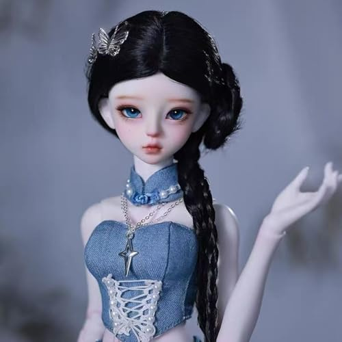 Modische 1/4 BJD-Puppe 44 cm Kugelgelenkpuppen Weiße Hautfarbe Handgefertigt SD Doll Sammlerstück Geschenkset