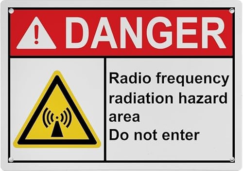 Warning Sign: Radio Frequency, Radio Frequency Radiation Hazard Area Do Not Enter, workplace industrial, 12x8 Inch