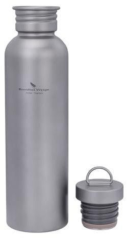 Boundless Voyage Botella de agua de titanio, 500 ml/750 ml, deportes al aire libre, camping, senderismo, contenedor de hidratación con tapa de anillo de plástico (Ti3002D-750ML)