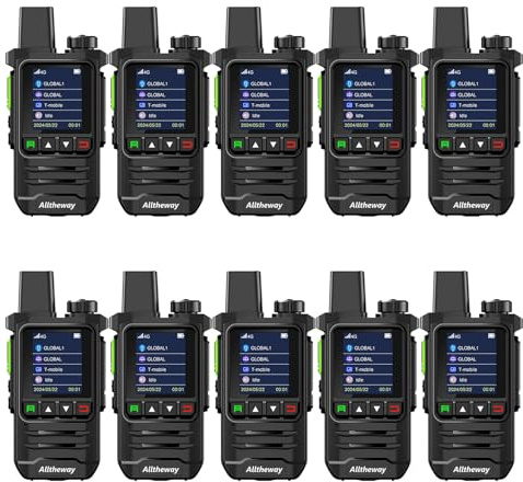 Global Walkie Talkie Unlimited Range 4G POC Rapid Radios Long Range Two Way Radio with Earpiece Professional Car, Outdoor, Hiking, No Platform fee(with SIM Card) (K6-10Packs)