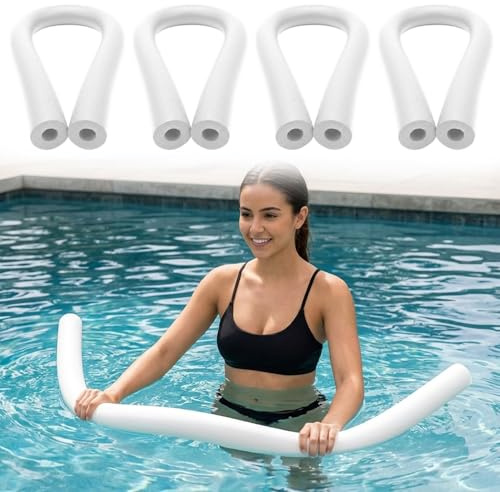 Paquete de 4 Fideos para Piscina, Fideos de Espuma Hueca de 60 Pulgadas de Largo para Nadar, Jugar en el Agua y Soporte, Material de PE Suave y Resistente, Color Blanco
