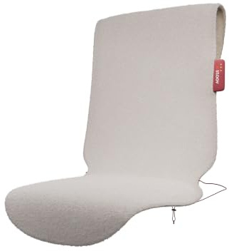 Stoov Heizdecke mit Abschaltautomatik - Kabellose Wärmedecke mit Pro Akku: Wärme - Elektrische Heizmatte für Stuhl als Sitzauflage & Sitzheizung - Big Hug XL³ Wollig Off-White