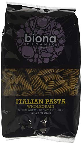 Biona Organic Wheat Pasta Wholegrain Fusilli -Bronze Extruded 500g (Pack of 12