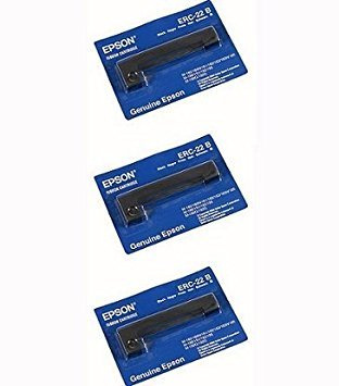Genuine Epson 3-Pack Black Ribbon Cartridge For: M-180, M-181, M-183, M-185 ERC-22B (E65103)