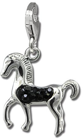 SilberDream schwarz Charm Pferd Zirkonia 925 Silber Damen Charmsanhänger GSC570S Silber Charmsschmuckanhänger