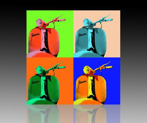 Bild auf Leinwand Kunstdruck Street Art - Vespa Popart (div. Größen) Bild fertig auf Keilrahmen Graffiti like Banksy Art Gemälde Kunstdrucke, Wandbilder Kölner (50x50cm)