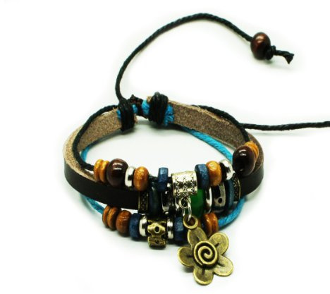 Soul-Cats Wickelarmband Leder Surfer Armband Perlen Spirit Bead Mix Unisex