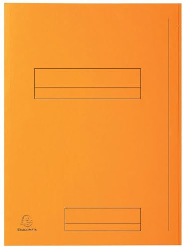 Exacompta - Réf. 335007E - Paquet de 50 chemises rigides imprimées avec 2 rabats SUPER 210 g/m² - couleurs pastel - chemises certifiées PEFC™- dimensions 24 x 32 cm pour format A4 - couleur orange
