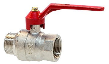 Messing Kugelhahn Volld. AG-IG 2 Hebelgriff rot