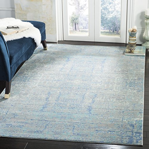 SAFAVIEH Distressed Teppich für Wohnzimmer, Esszimmer, Schlafzimmer - Mystique Collection, Kurzer Flor, Hellblau und Multi, 122 X 183 cm
