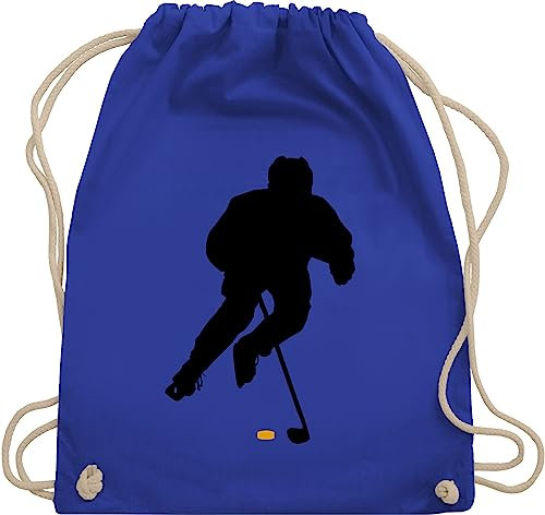 Turnbeutel Rucksack - Eishockey Spieler - Unisize - Royalblau - eishockey-fanartikel kinderturnbeutel hockey beutel icehockey geschenk sport tasche kinder 25. geburtstag stoffbeutel geschenke baby
