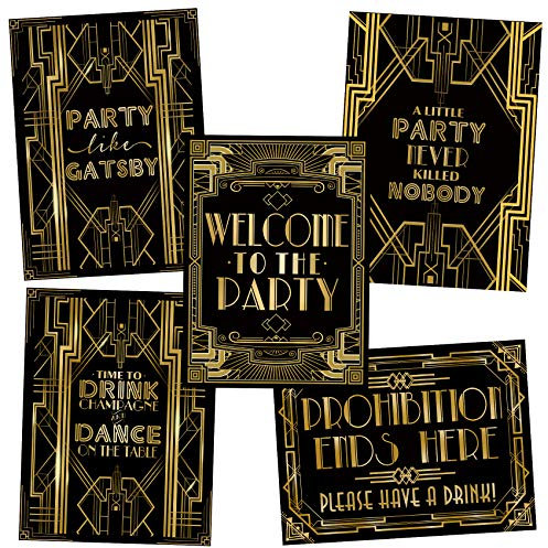 Musykrafties Gatsby Party Banner Dekoration Disco Fotografie Hintergrund Feier Photographie 5er Set