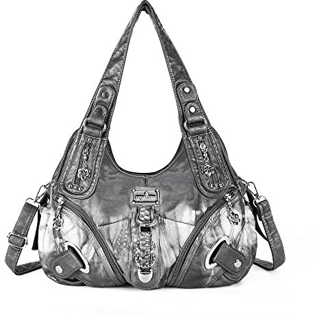 Angelkiss Hobo börsen und Handtaschen für Damen Satchel Handtasche Frauen börsen Groß Täglich Schultertasche, Weiß (Smoky Grey), Large