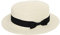 Elonglin Femme et Enfant Chapeau de Paille de Soleil Panama Capeline Chapeau Porkpie avec Nœud Papillon Crème Adulte- Blanc Adulte - TAILLE UNIQUE