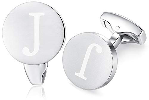 Honey Bear Briefe Initialen Buchstabe manschettenknöpfe Herren Edelstahl Hochzeit Cufflinks Manschettenknopf Gebürstetes Silber (J)