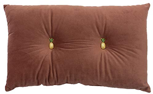 Paoletti - Pineapple Cushion Prefilled-Button Cushion-100 Spot Clean Only-30 x 50cm inches, Polyester, Blush Pink, 30cm x 50cm (12 x 20)