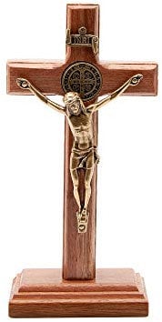Intercession Holzkreuz Kruzifix für Wand und Tisch, Antik-Gold, 12,7 cm