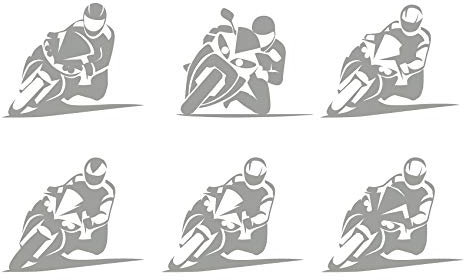 Motorradaufkleber 6er Set Sticker Aufkleber für Motorrad Auto Biker Bike Folie selbstklebend Design (Mittelgrau K022)