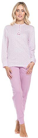 KAREL PIU' Pigiama da Donna in 100% Cotone (8033PLD) (Rosa Chiaro/Rosa Polvere, M)