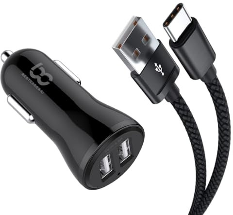 NWNK13 Fast Car Charger for Samsung A15 A05s A24 A25 A35 A55 A05 A04e A04s Mobile Phone in Car Charger 2 Port USB Adapter Fast Charging 4.8A with 1mt Type C USB Cable for Galaxy A21s Flip4 Fold5