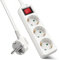 ExtraStar 3-Fach Steckdosenleiste mit Schalter und Kindersicherung,1.5M 3G1.5mm2 Kabel ,16A, 3680W, Mehrfachstecker fürZuhause, Büro und so weiter,Weiß