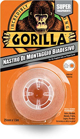 Nastro Biadesivo Gorilla Nastro di Montaggio - Trasparente 1.5m