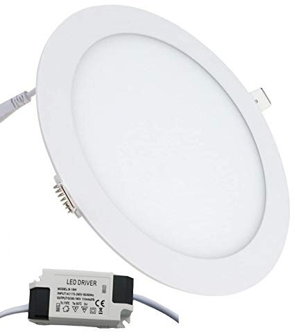 LOFTOLMEA 18 W 8 pulgadas Ultrafina redonda LED Plafón empotrable en el techo Slim Downlight Spotlampe con controlador, 6500 K Cool White, 140 W equivalente a la bombilla fácil instalación