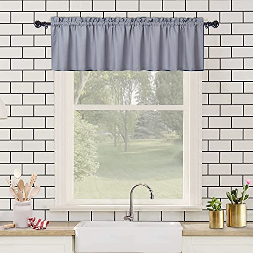CAROMIO Wasserabweisende Scheibengardinen Modern Halbe Cafe Küchen Scheibengardinen Geprägte Musterstruktur Kurzgardine Kurzstores für Kleinfenster Vorhang Kurz, 1 x B 152 cm x H 38 cm, Grau