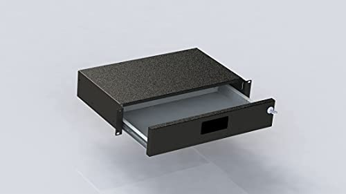 Rackschublade 2HE - 19 Zoll Schublade 280mm Tiefe - schwarz - abschliessbar