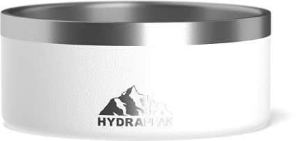 Hydrapeak Dog Bowl; Non Slip Stainless Steel; Water and Food Dish; Large Sized and Small Dogs; 32oz 64oz; Multiple Sizes; 4 Cup | White