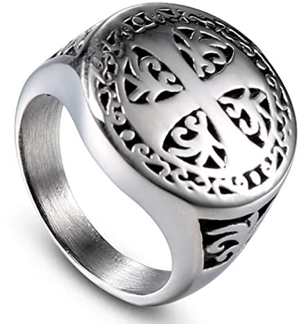Tempelritter Glück Kreuz Kreuzritter Männer Ring Dichtung Punk Rock Hip Hop Titan Edelstahl Männlichen Ring Biker Schmuck Geschenk