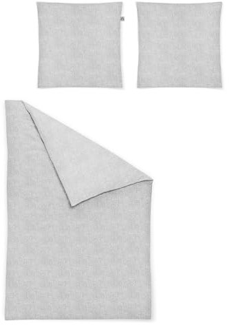 Irisette Premium Mako-Satin Bettwäsche Verona 8357 Silber, 1 Bettbezug 155 x 220 cm + 1 Kissenbezug 80 x 80 cm