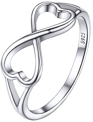 PROSILVER Silber 925 Verlobungsring Trauring für Herren Damen Herz Unendlichkeit Ehering Hochzeitsring Antragsring Vorsteckring Freundschaftsring Größe 54