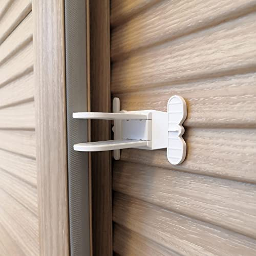 Makibi Cerradura de seguridad infantil para puerta corrediza de cristal, puertas correderas de armario, cerraduras de ventanas a prueba de bebés, no necesita herramientas, taladrar, paquete de 4,