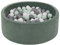 KiddyMoon Piscine À Balles pour Bébé Velours Rond 90X30cm/200 Balles 7Cm Fosses À Boules Jouet Enfant, Vert Forêt: Blanc/Gris/Menthe